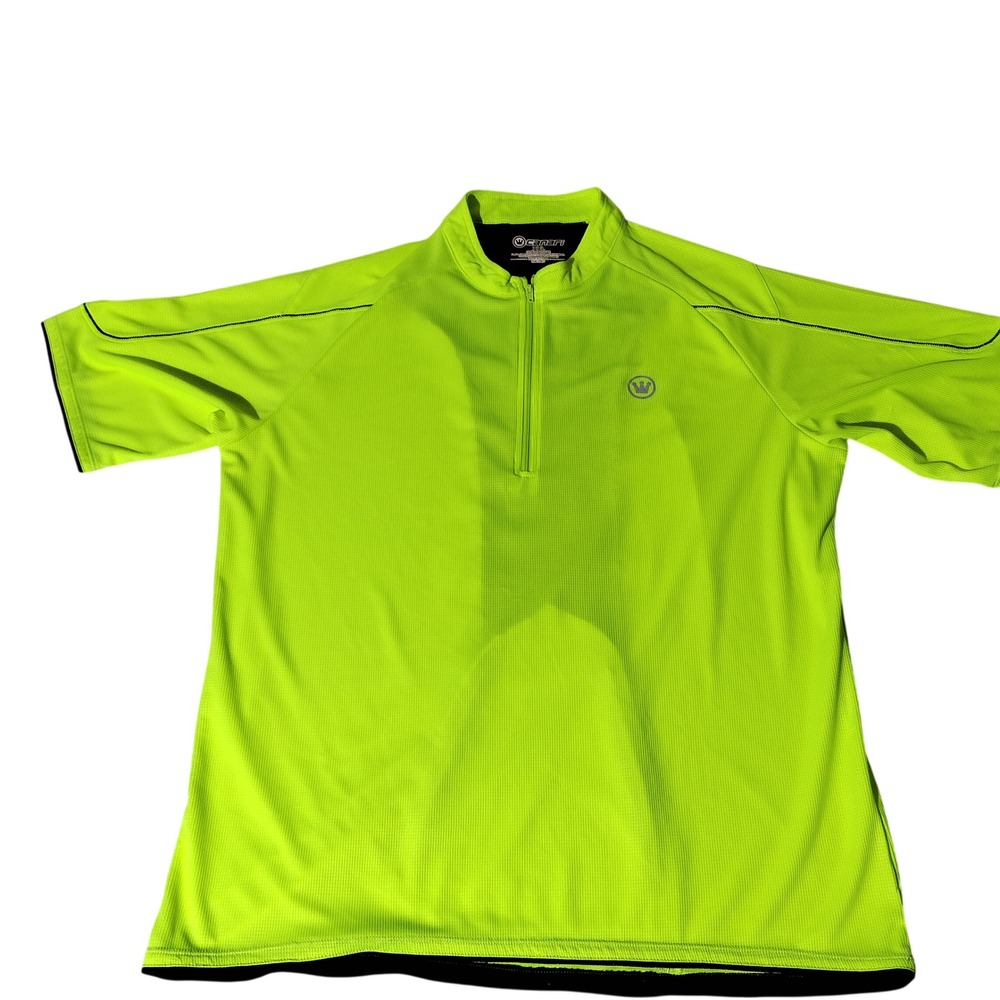 Canari Mens XXL Cycling Jersey Neon Yellow Black 1/4 Zip